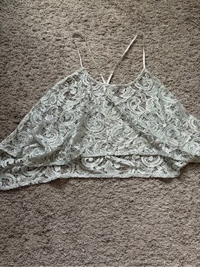Free People White Lace Overlay Camisole